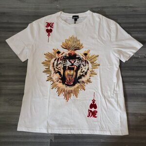 Just Cavalli Tiger King T-Shirt  Optical White Size M